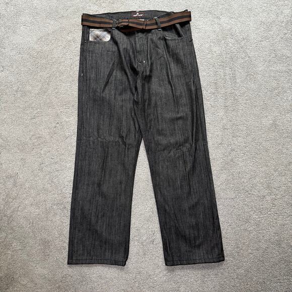 Y2K Red Ape Jeans Men's 40 x 32 Black Denim Embroidered Heavy Hip Hop 90s - Picture 2 of 7